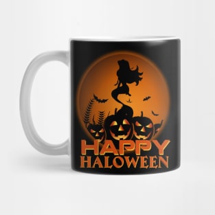 Mermaid Pumpkin Happy Halloween Costume Funny Gifts Mug